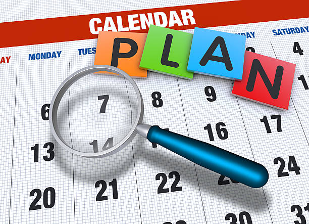 istock Calendar with magnifying glass 184629674