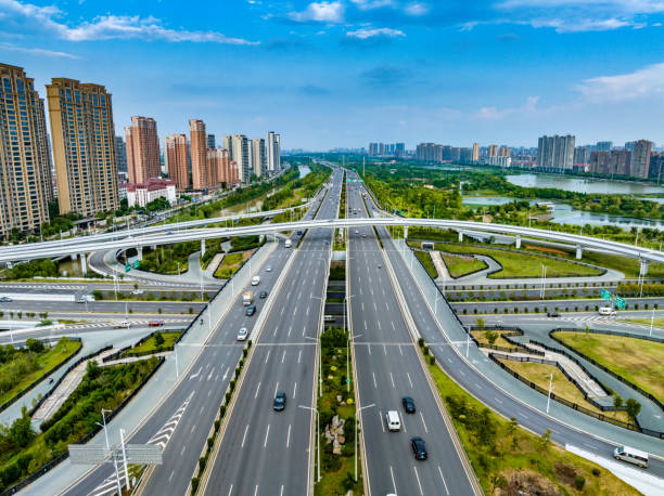 istock Modern city overpass, urban traffic overlook 1846302263