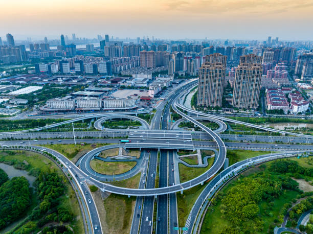 istock Modern city overpass, urban traffic overlook 1846303305