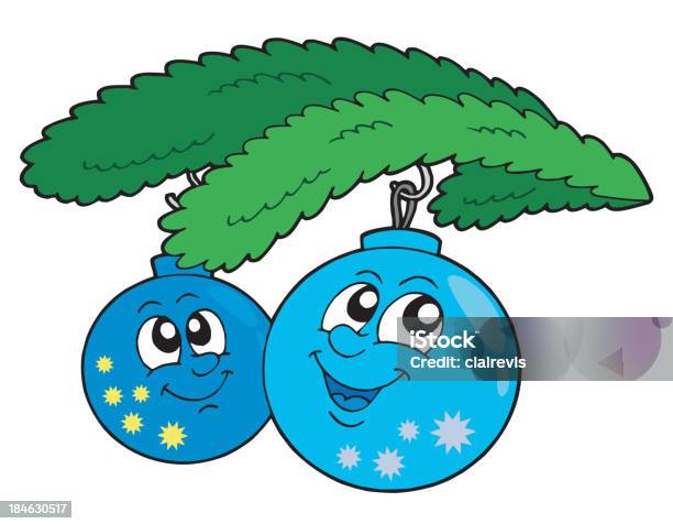 Adorable Bleu De Noël Avec Globes Vecteurs libres de droits et plus d'images vectorielles de Aiguille - Partie d'une plante - Aiguille - Partie d'une plante, Art, Art et Artisanat