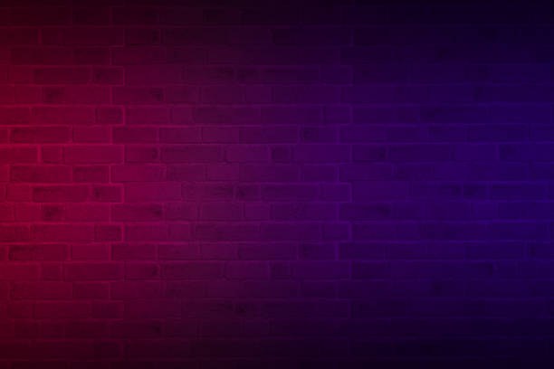 istock Lighting effect neon light on brick wall texture for party or club bar background decoration. 1846325571
