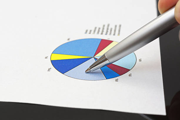 istock businessman is analyzing financial report on pie chart 184633009