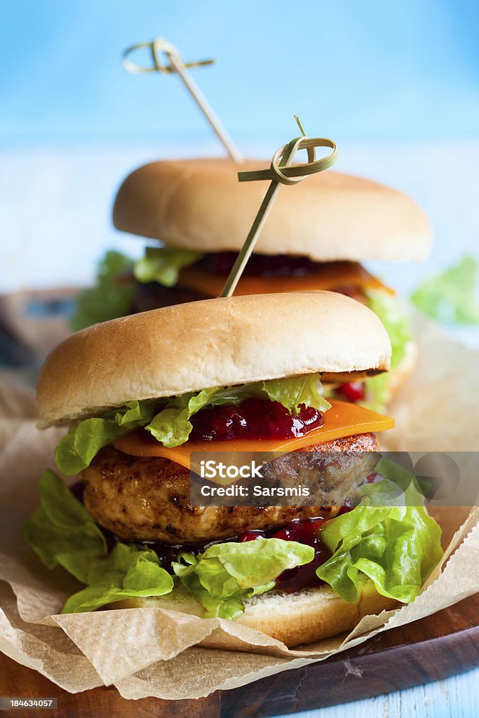 Christmas Turkey Burgers Christmas Turkey Burgers With Cranberry Sauce Appetizer Stock Photo