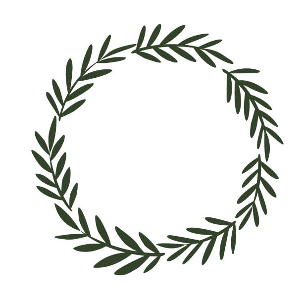 ilustrações de stock, clip art, desenhos animados e ícones de flat design fern leaves wreath frame illustration for decoration on nature, garden, wild and organic life style. - fern forest ivy leaf