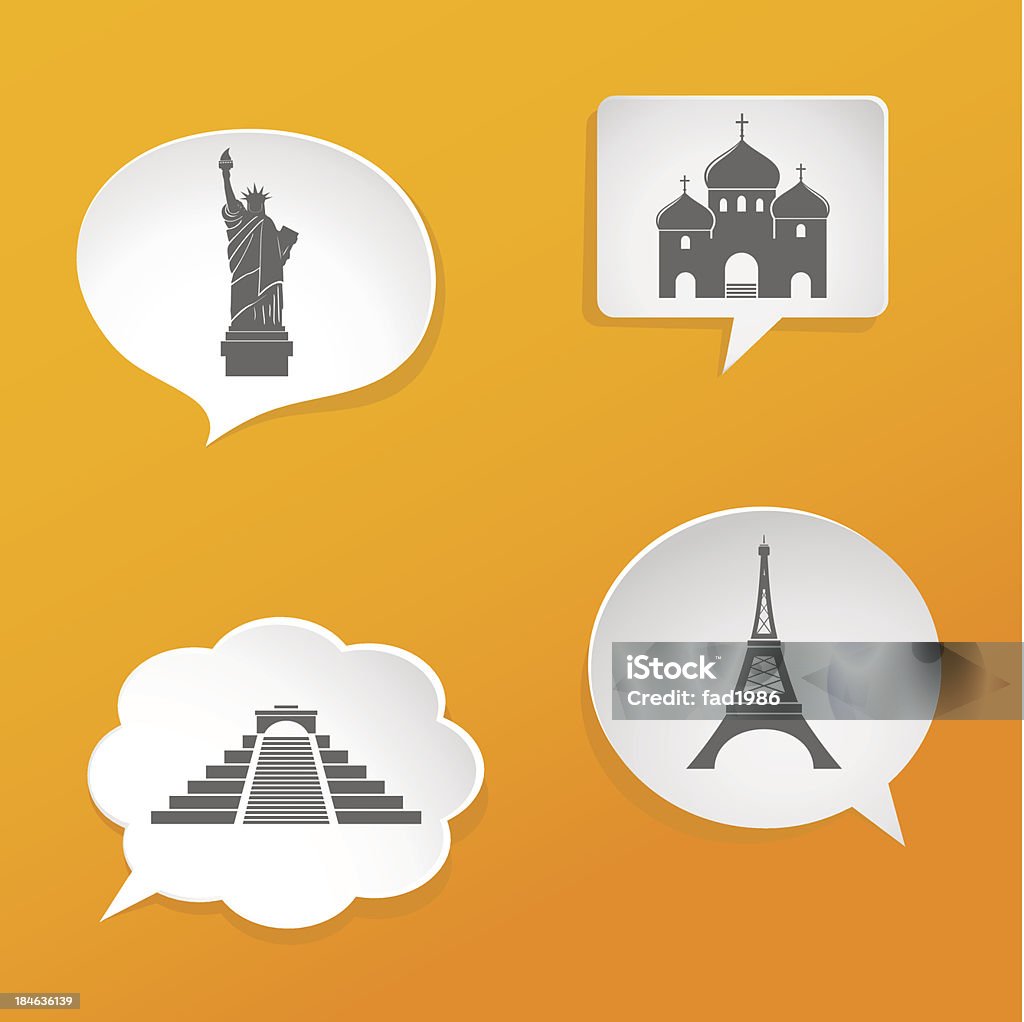 Speech Bubbles With Landmarks Signs Stock Illustration - Download ...