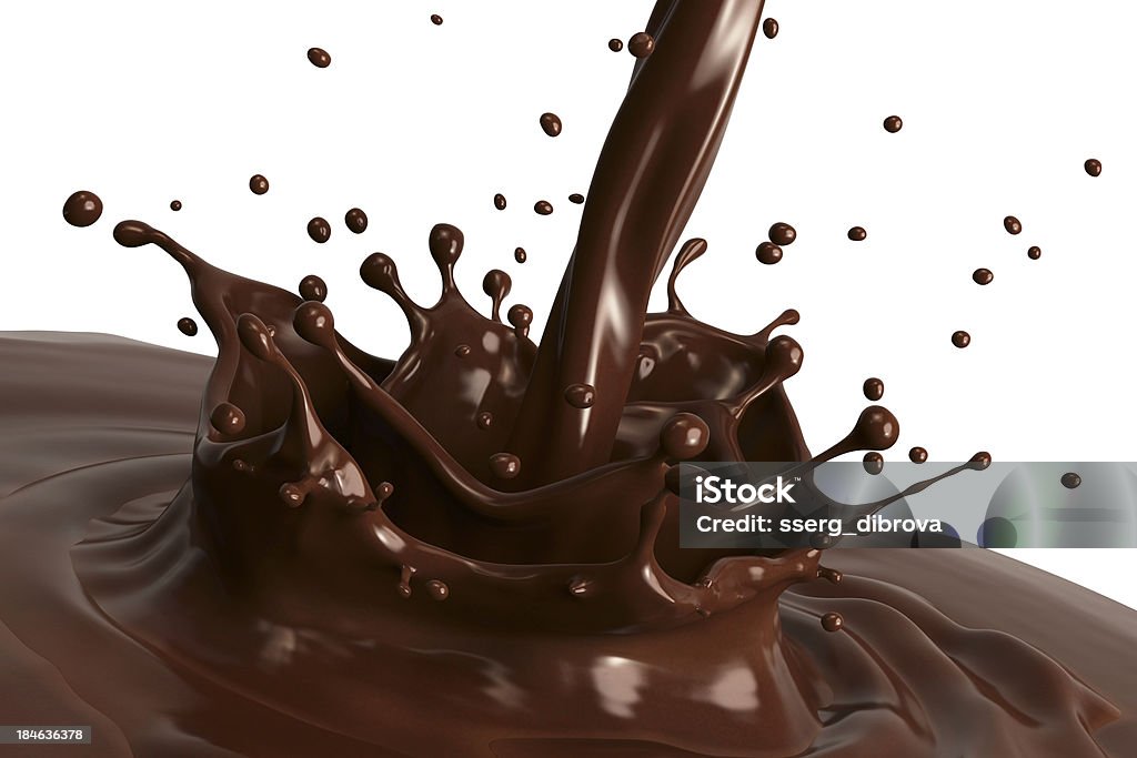 Chocolate splash Hot chocolate splash close-up, isolated on white background. Chocolate Stock Photo