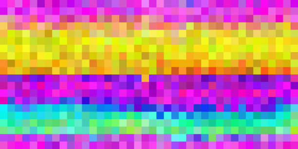 ilustrações, clipart, desenhos animados e ícones de fundo abstrato do mosaico do arco-íris do pixel - background tile video