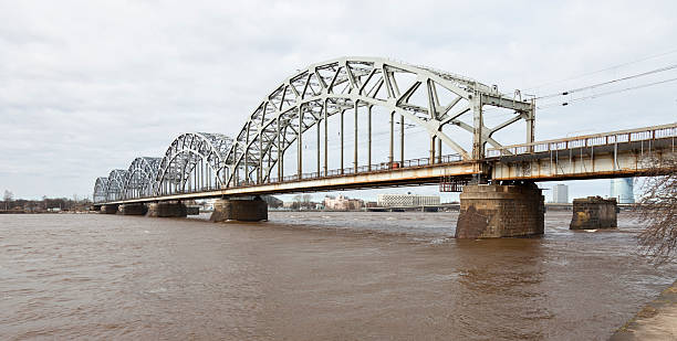 istock Railway bridge in Riga on the Daugava river, Latvia 184636868