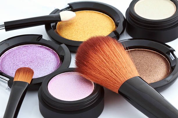 Cosmetics on white background.