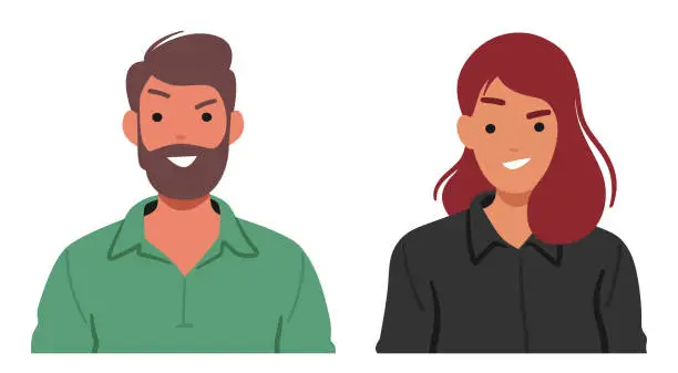 Vector illustration of Man and Woman with Malicious Grin on Faces Revealing A Sinister Satisfaction That Sent Shivers Down Spines