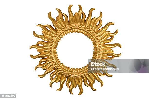 Sun Frame In Gold Stock Photo - Download Image Now - Antique, Baroque Style, Blank