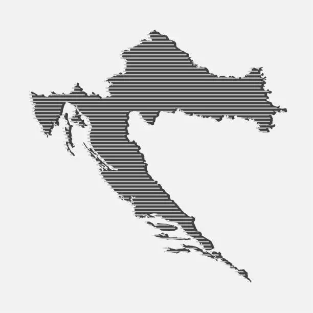 Vector illustration of Abstract map Croatia, parallel grey lines