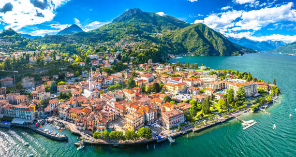 istock Como Lake and town of Menaggio waterfront aerial panoramic view 1846382142