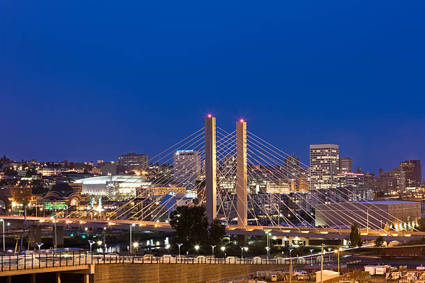 istock Bridge in Tacoma Washington at Night with Skyline 184638308