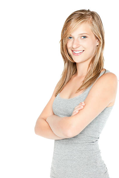istock Beautiful girl isolated on white 184638397