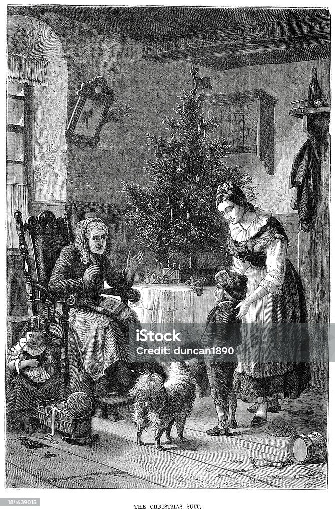 Рождественский костюм - Стоковые иллюстрации Викторианский стиль роялти-фри