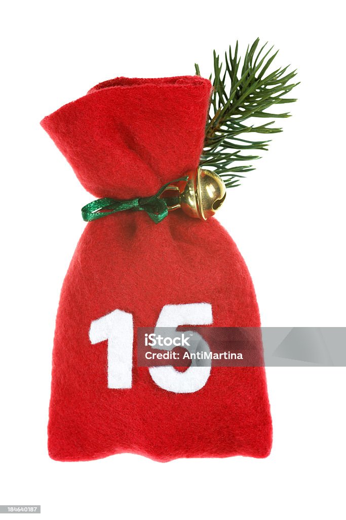 Rouge de Noël sac pour Calendrier de l'avent isolé sur blanc - Photo de Avent libre de droits