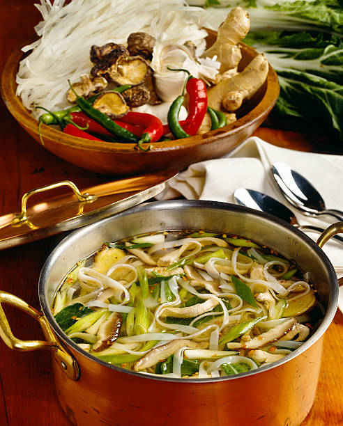 istock Mushroom noodle soup and ingredients 184641258