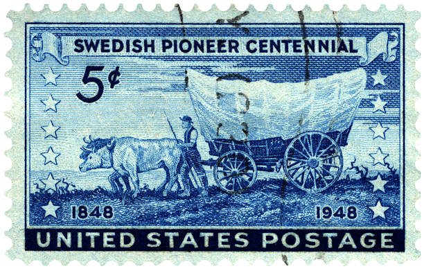 istock Swedish Pioneer Centennial: Conestoga Covered Wagon Postage Stamp 184641818