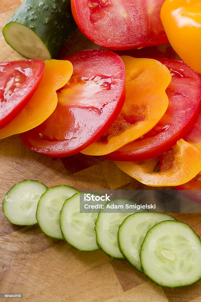 Pepino, pimentão e tomate - Foto de stock de Alimentação Saudável royalty-free