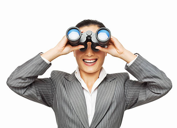 istock Businesswoman Looking Through Binoculars - Isolated 184642246