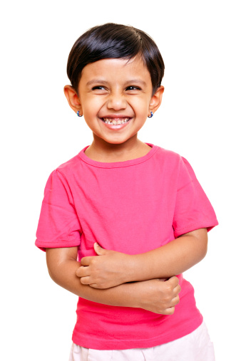 Isolated Portrait of cheerful little Indian girl