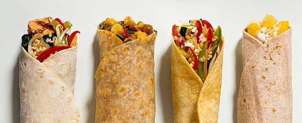 burritos - sandwich healthy eating wrap sandwich food - fotografias e filmes do acervo