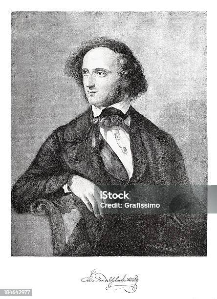 Ilustración de Grabado De Compositor Felix Mendelssohn Bartholdy En 1882 y más Vectores Libres de Derechos de Felix Mendelssohn - Compositor