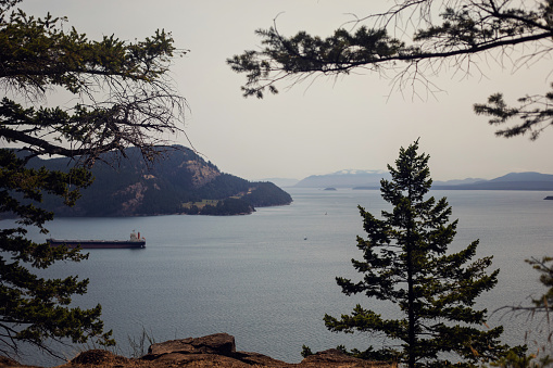 View from Mount Menzies on Pender Island, one of the Southern Gulf Islands in British Columbia.
