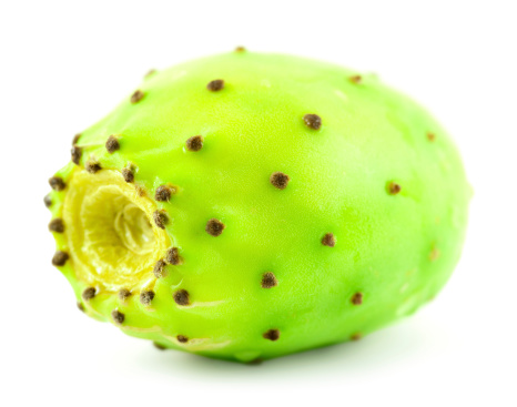 green cactus pear over white