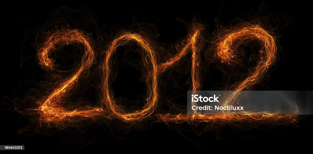 O ano de 2012 escrito em chamas - Foto de stock de 2012 royalty-free