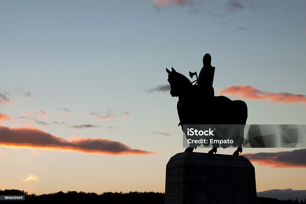 Robert The Bruce Silhouette "The Robert The Bruce Statue in Silhouette at the site of the battle of Bannockburn, Stirling.Image taken just after sunset." Stirling Stock Photo