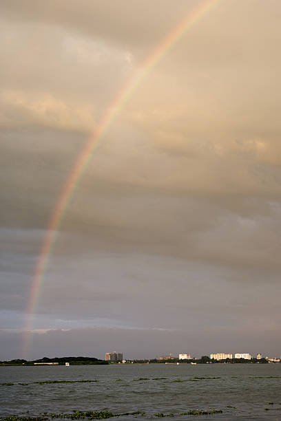istock Rainbow over docks at Kochi City, India 184643589