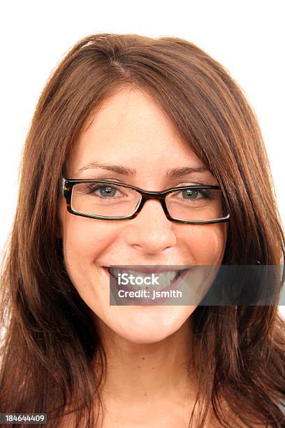 Beautiful Woman Smiles With Glasses Stock Photo - Download Image Now - 20-29 Years, 30-39 Years, Adult