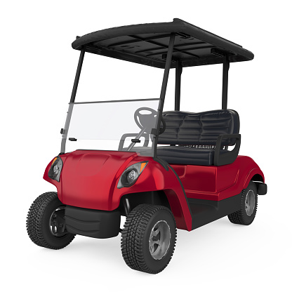 Red Golf Cart isolated on white background. 3D render