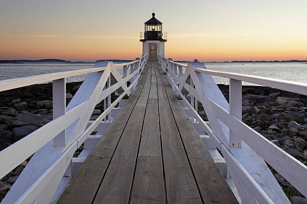 faro de marshall point - lighthouse landscape maine sea fotografías e imágenes de stock