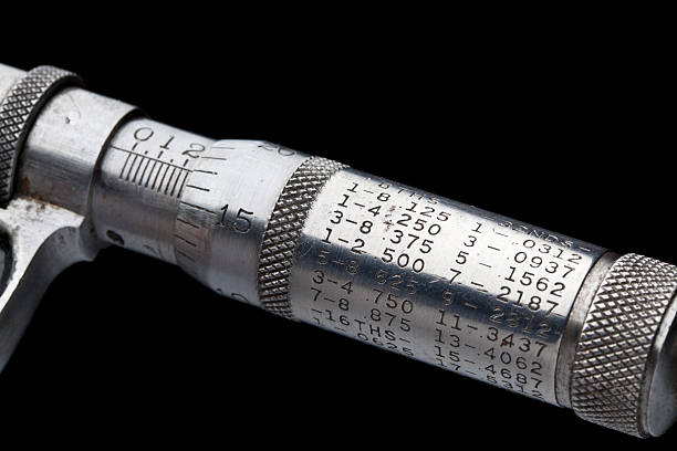 Micrometer measurement isolated on clean black background