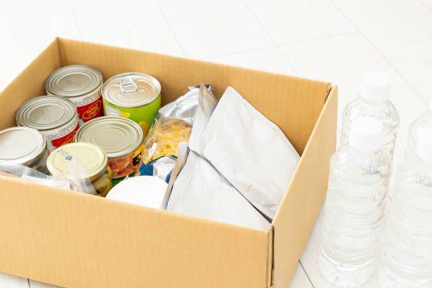 istock Emergency food stored in cardboard boxes. 1846452846