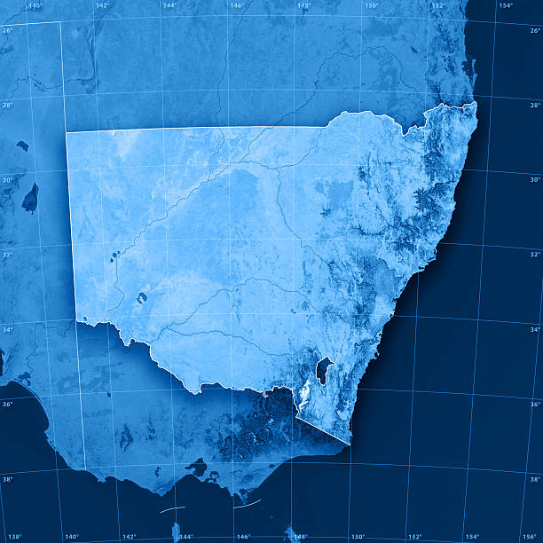 new south wales topographic mapa - nueva gales del sur fotografías e imágenes de stock