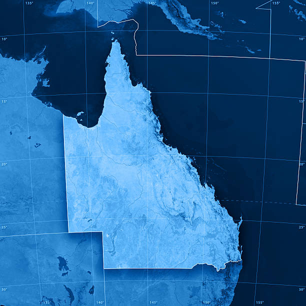 queensland topographic map - 昆士蘭州 插圖 個照片及圖片檔