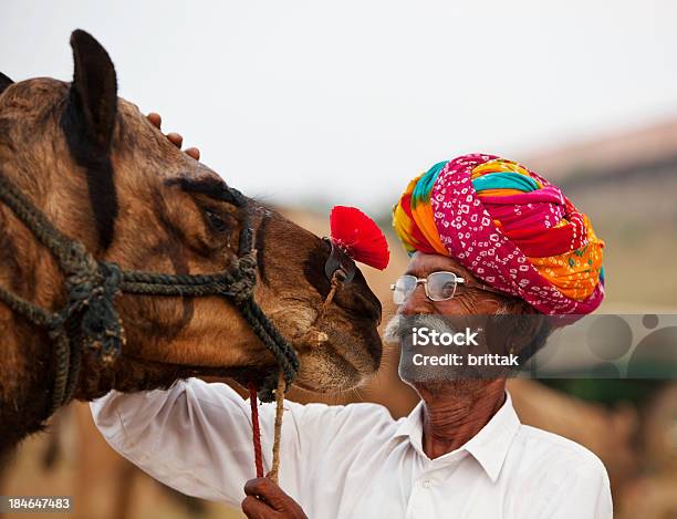Proud Camel Owner With Mustache And Turban Pushkar India Stock Photo - Download Image Now