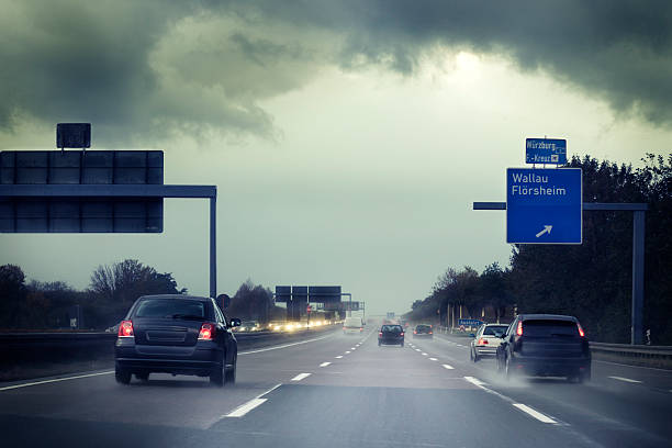 istock Bad road conditions on german motorway A66 184648233
