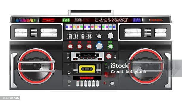 Radiomagnetofon - zdjęcia stockowe i więcej obrazów Radiomagnetofon - Radiomagnetofon, Białe tło, Wielokolorowy