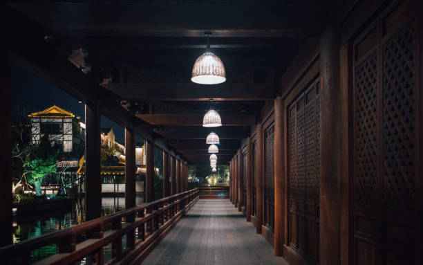 istock Night view of the ancient town in lights 1846483909