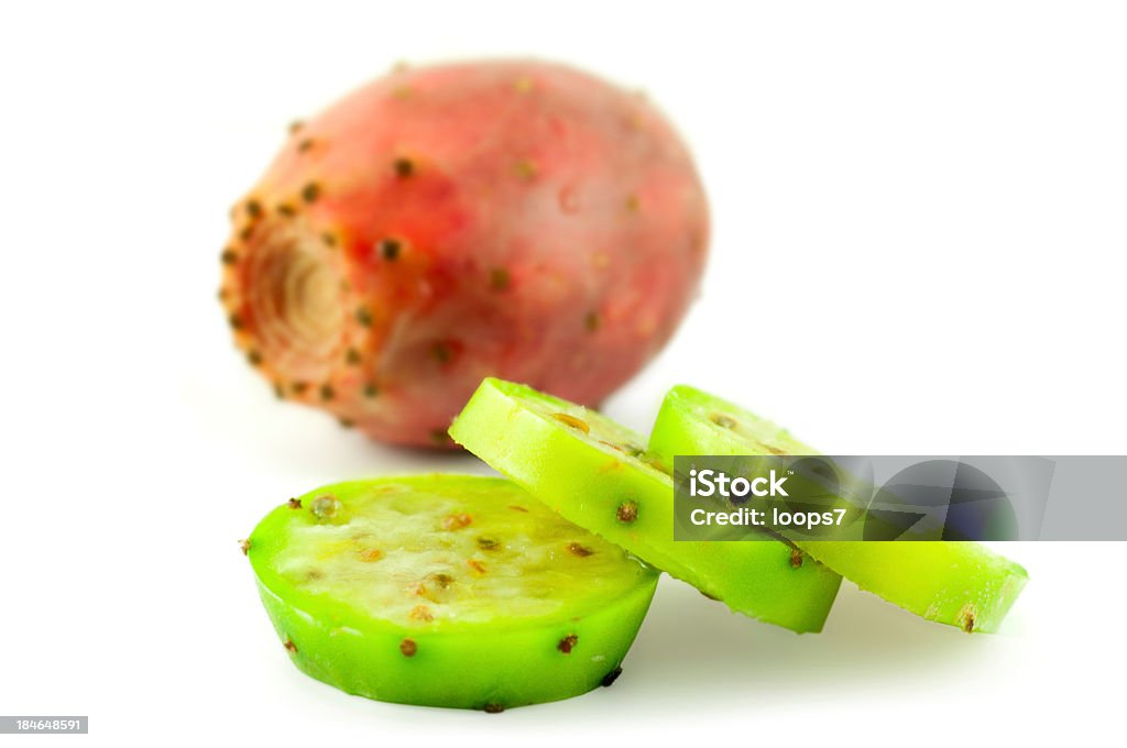 prickly pear sliced cactus pear over white Tuna Fruit Stock Photo