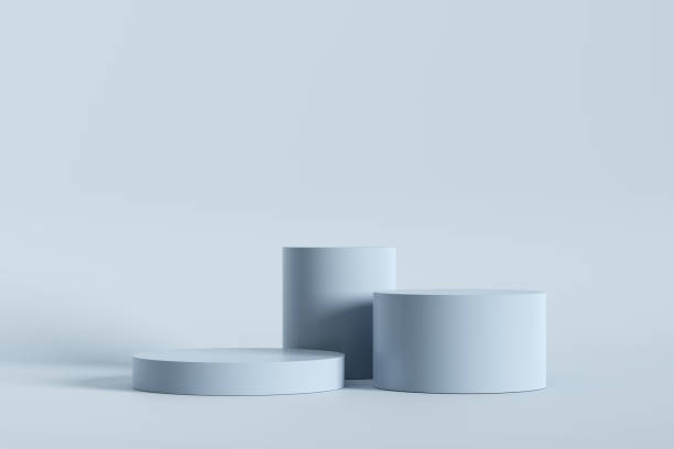 istock Cylinder shaped podium or platforms on light blue background. 1846492358