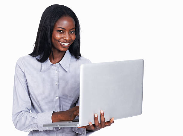 istock African American business woman using laptop 184649268