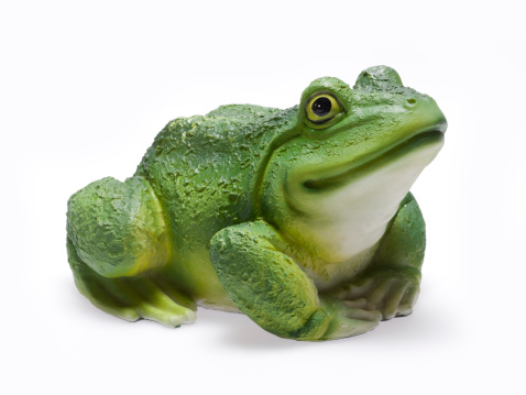 Picture of a green frog figure isolated on white