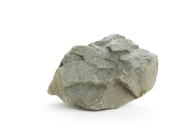 Detail photograph of a basalt rock on a white background stock photo