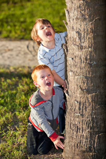 istock Little boys playing and shouting outdoors 184650096